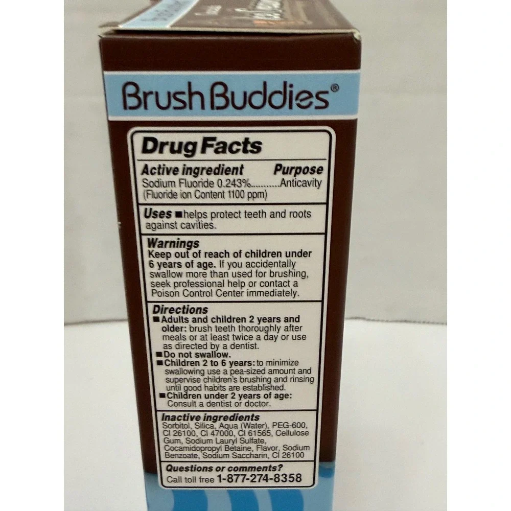 Brush Buddies Chocolate Ice Cream Flavored Toothpaste Anticavity Fluoride 3.5oz